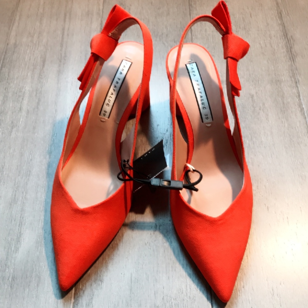 ZARA Heeled Pump(Orange, US 7.5, 8/EUR 38, 39)